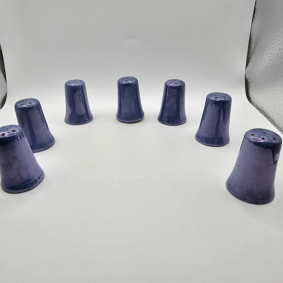 Set Of 7 Vintage Japanese Blue Lusterware Salt and Pepper Shakers With Cork Plug - Picture 2 of 7